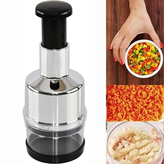 EIMELI Food Chopper, Manual Handheld Kitchen Slicer with Stainless Steel ZigZag Blade-One Piece Salad Vegetable Chopper and Slicer-Manual Mini Hand Chopper-Onion, Garlic
