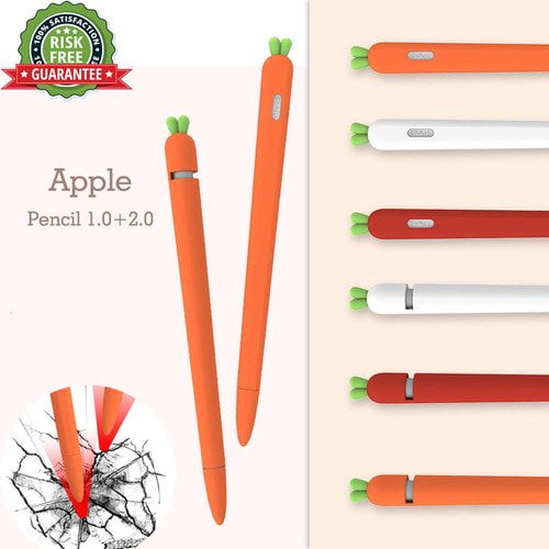 EIMELI For Apple Pencil Silicone Holder Sleeve for 2nd Generation  Protective Skin Cover Magnetic case and Nib Cover Non-Slip Smooth Grip Cute  Carrot Accessories with Pencil Tip Cover for iPad Pro 