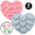 thumbnail image 1 of EIMELI Heart Shape Silicone Molds, 2 Packs 3D 9 Holes Valentine's Candy Chocolate Mold Baking Mold for Making Hot Chocolate Bomb, Cake, Jelly, Gummy, Mousse Dessert (Blue and Pink), 1 of 7