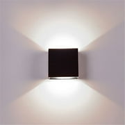 EIMELI LED Cube Exterior Aluminum Wall Lamp Modern Fixture Light 86-265V Adjustable Outdoor Indoor Wall Sconce Lamp Up Down (Black & Cold Light)