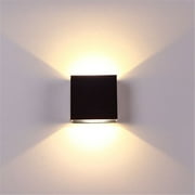 EIMELI LED Cube Exterior Aluminum Wall Lamp Modern Fixture Light 86-265V Adjustable Outdoor Indoor Wall Sconce Lamp Up Down (Black & Warm Light)