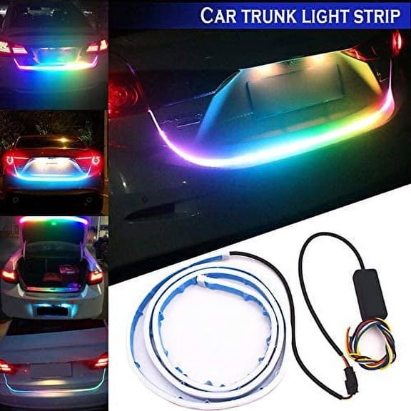 EIMELI LED Strip Trunk Tail Brake Turn Signal Light Flow Type Ice Blue Red Yellow White Fluid LED Strip Car Trunk Area Illumination Rear Brake Backup Turn Signal Light