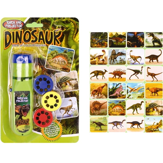 EIMELI Light Projector Story Book Educational Toy Kids Projection Torch Luminous Flashlight Animal Slide Show with 24 Images Slides Birthday Gift for Toddler Boys Girls (Dinosaur)