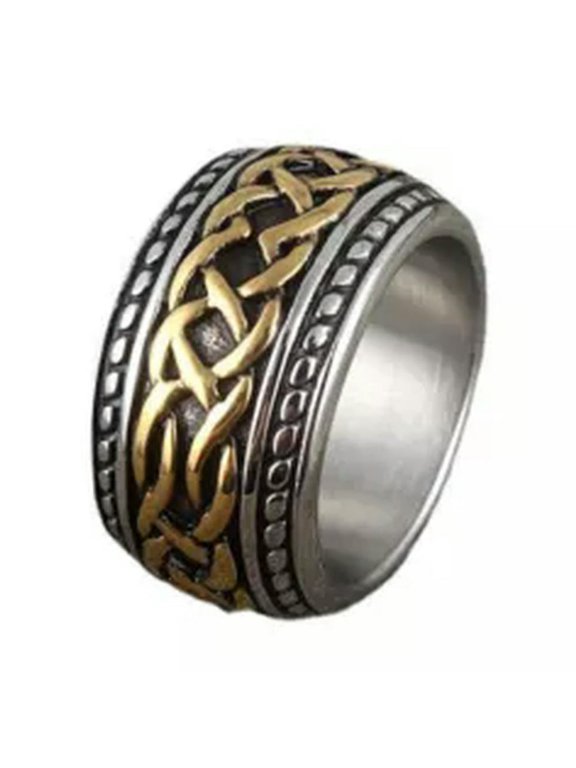 Mens Irish Celtic Love Infinity Knot Ring Band Stainless Steel Size 8-15-10-Gold