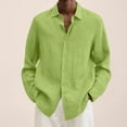 thumbnail image 1 of EIMELI Mens Long Sleeve Linen Shirt Summer Loose Fit Lightweight Button Down Shirt, 1 of 5