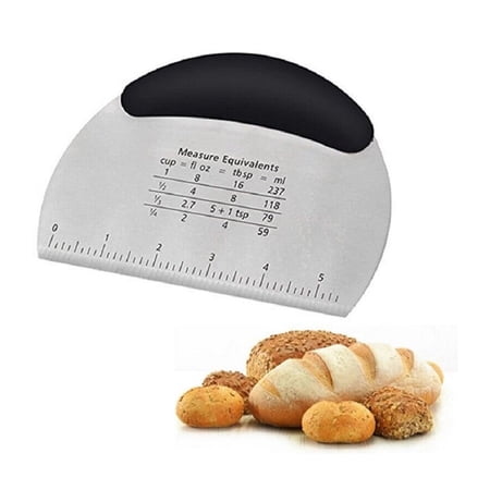 1-Pack Stainless Steel Dough Bench Scraper with Measuring Scale, Metal Pastry Dough Cutter & Griddle Scraper for Bread Pizza Baking Prep TIKA