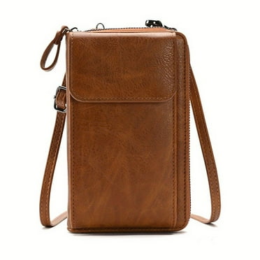 EIMELI Retro Chic PU Leather Phone Wallet | Secure Snap Mini Crossbody Bag with Adjustable Strap & Zip Pocket | Slim & Stylish
