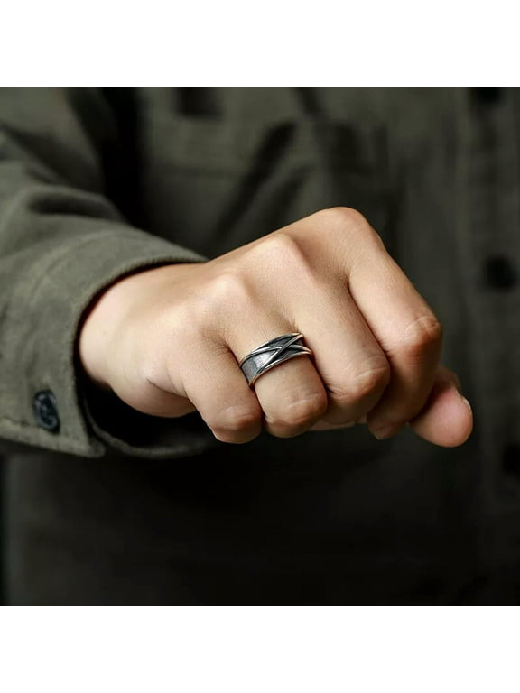 Retro Time Space Goku Black Ring Punk Gothic Open Ring For _yi