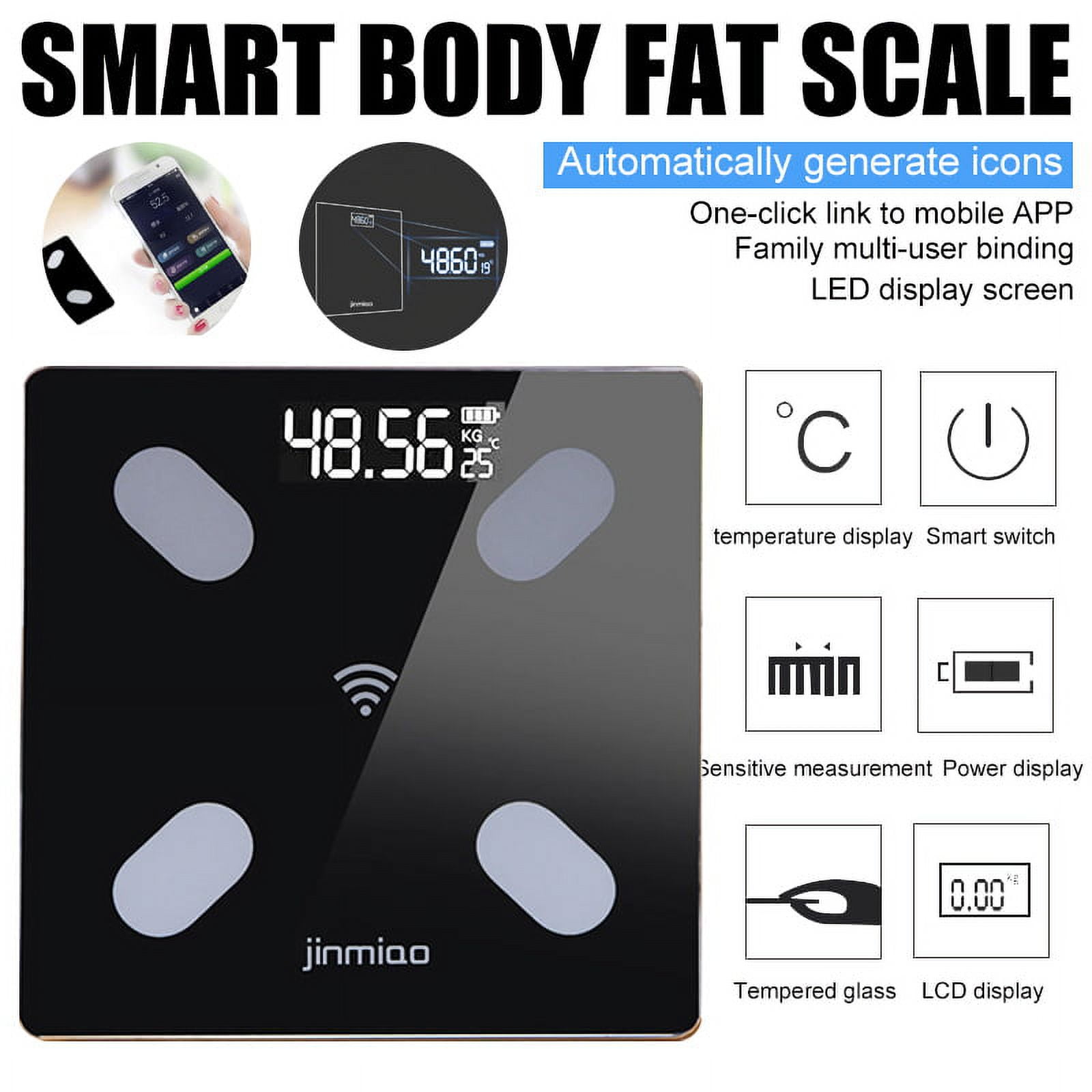 SUGARDAY Digital Smart Bathroom Scale for Body Weight Bluetooth
