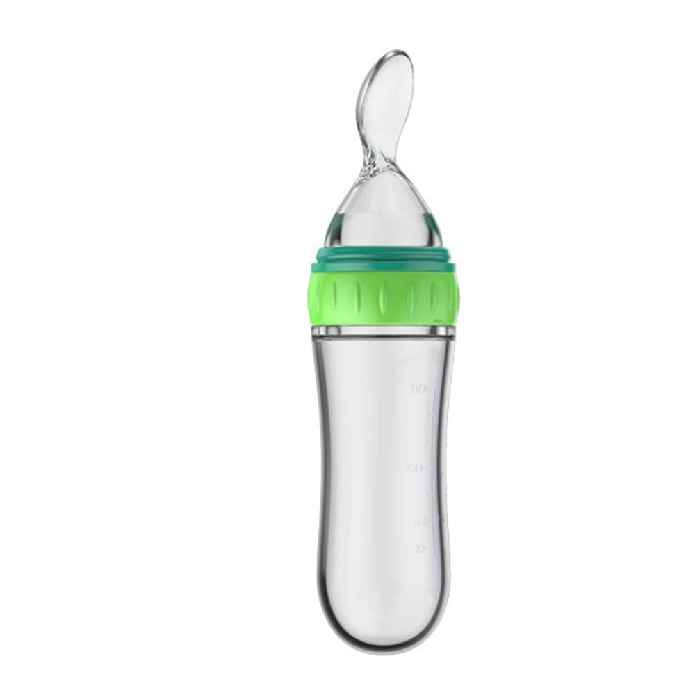 Silicone Baby Feeding Bottle with Spoon Feeder – Squeeze Feeding Set for Infants