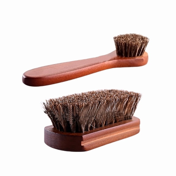 EIMELI Solid Wood Horsehair Shoe Brush Large Leather Shoe Brush Set Horsehair Shoe Brush Set Wood Handle Leather Cleaner Daubers Applicators for Leather Care New