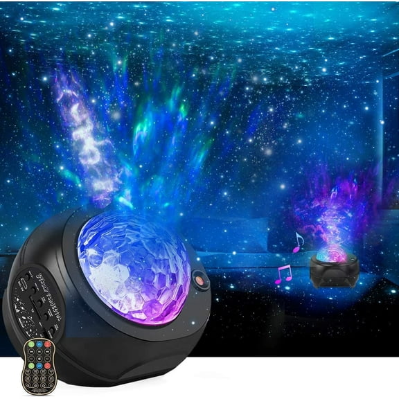 EIMELI Star Projector Night Lights, 3 in 1 Galaxy Projector Light, Sky Nebula/Moving Ocean Wave, Gift for Kids Adults for Bedroom/Party with Hi-Fi Stereo Bluetooth Speaker, Voice&Remote Control