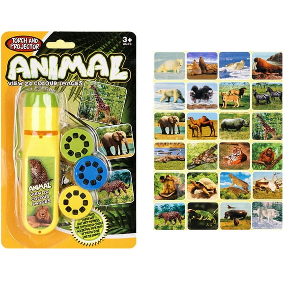 EIMELI Torch Projector Projection Lighting Story Torches Light Toy 24 Images Slide Lamp Educational Learning Bedtime Night Light for Children (Forest Animal)