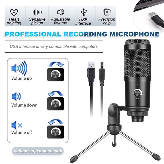 EIMELI USB Microphone, Metal Condenser Recording Microphone for Laptop MAC or Windows Cardioid Studio Recording Vocals, Voice Overs,Streaming Broadcast and YouTube