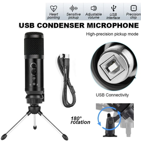 EIMELI USB Microphone,Plug & Play,Fifine Metal Condenser Recording Microphone for Laptop MAC or Windows Cardioid Studio Recording Vocals, Voice Overs,Streaming Broadcast and YouTub