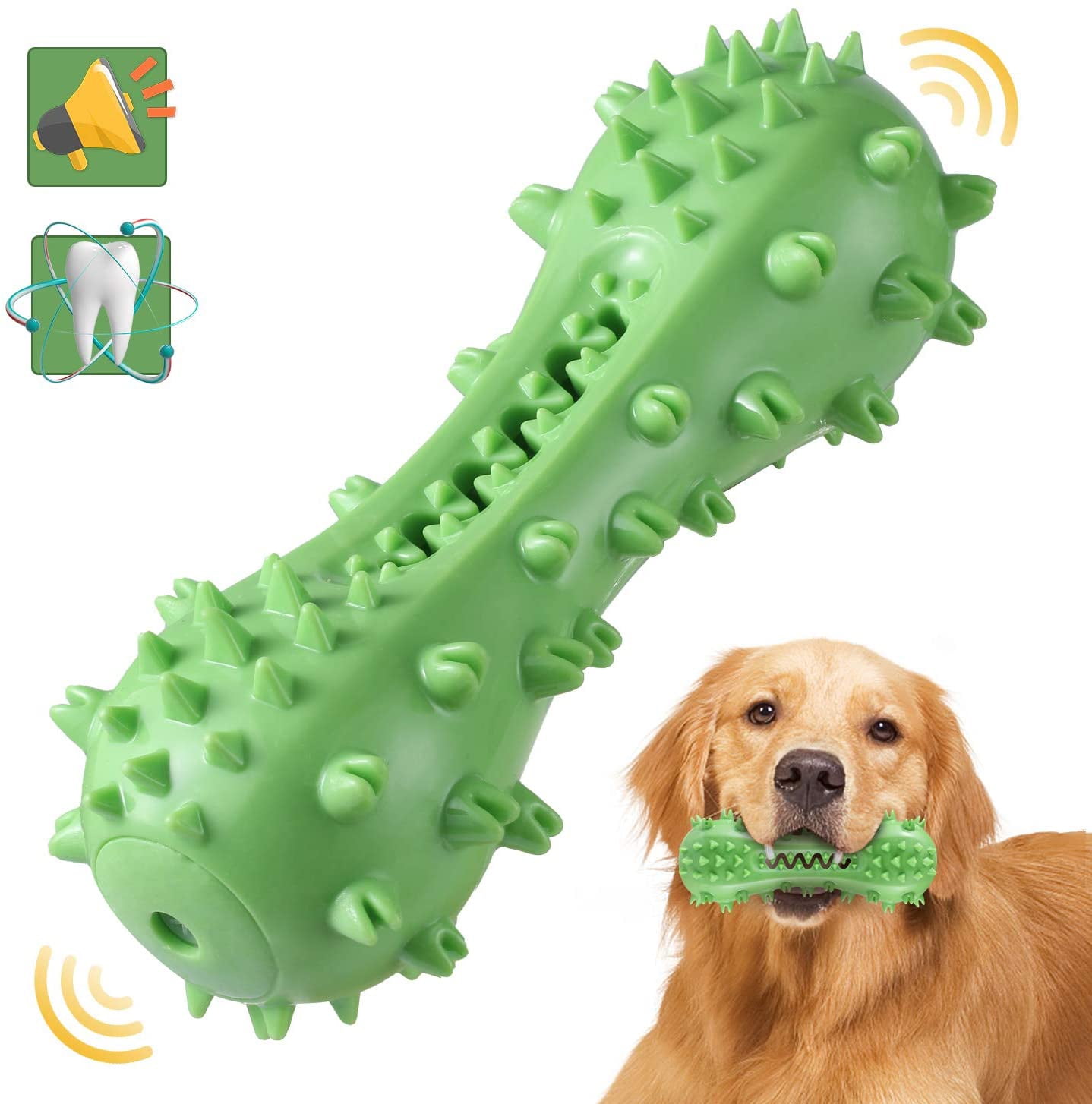 MASBRILL Dog Squeaky Toy Indestructible Dog Chew Toys for Large Medium  Aggressive Chewers, Tough Dog Teeth Cleaning Toys Bite Resistant, Natural  Rubber Interactive Dog Toys for Boredom - Red 