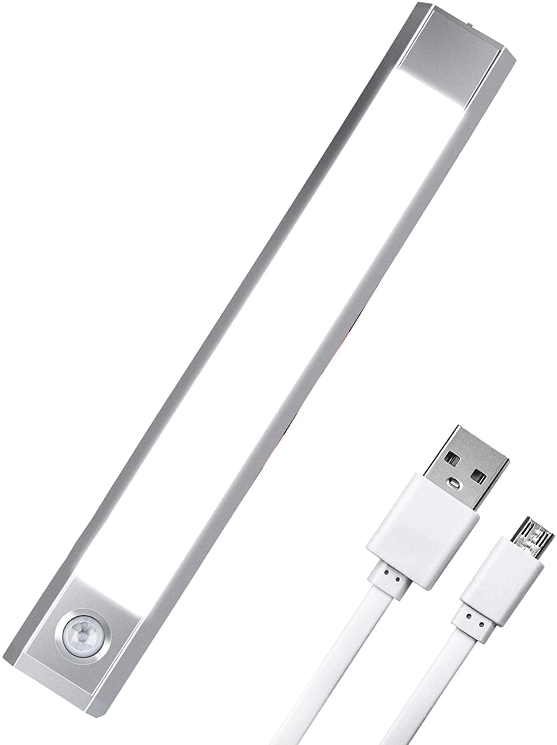 EIMELI Wireless Wardrobe Motion Sensor Lights - USB Rechargeable Battery Powered Automatic Under Cabinet LED Night Light, 60 LED Cupboard Lights with 3 Mode Lighting Warm White, Cold White and White