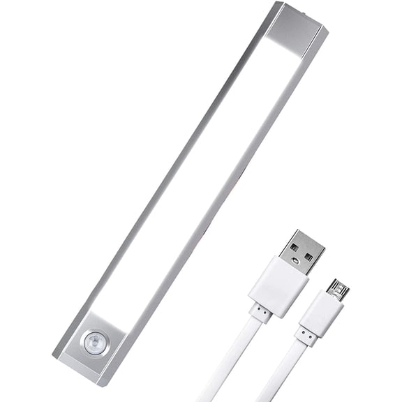 EIMELI Wireless Wardrobe Motion Sensor Lights - USB Rechargeable Battery Powered Automatic Under Cabinet LED Night Light, 60 LED Cupboard Lights with 3 Mode Lighting Warm White, Cold White and White