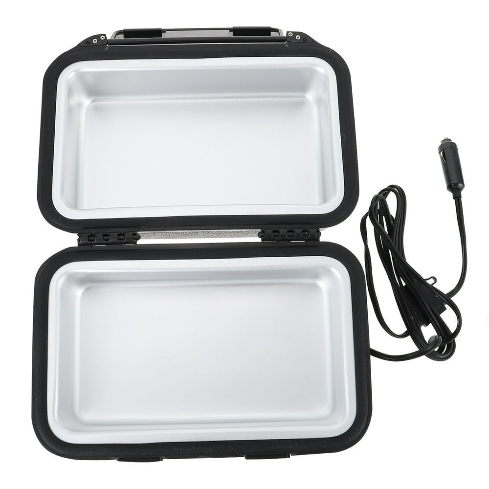 EIMELI12V Stainless Steel Portable Stove 180W Heated Electric Lunch Box Camping Cookware for Picnic Outdoor Home (Black)