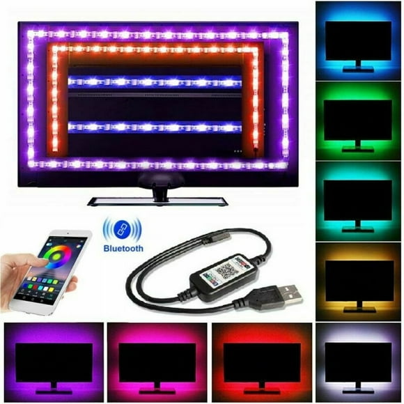 EIMELIE LED Strip Lights, 10ft Music Sync RGB LED Strips, 5050 SMD LED Color Changing Strip Light with 17 Keys Remote Controller and 5V Power Supply, LED Lights for Bedroom, Home, TV Backlight