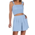 thumbnail image 1 of EINCcm 2 Piece Outfits for Women Summer Shorts Set with Pocket Travel Outfits Lounge Outfit Ruffle Sleeve Square Neck Crop Top Set, 1 of 9