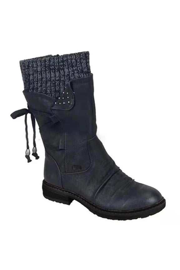 Autumn And Winter New Woolen Yarn Snow Boots Back Strap Plus Size Boots Women Black,43