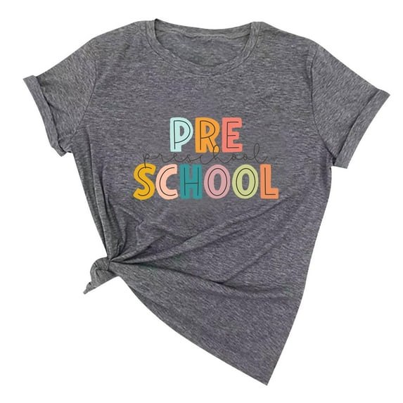 EINCcm Back to School T-Shirt for Women Cotton Crewneck Short Sleeve TShirts for Women 2024 Summer Oversized Letter Graphic Tee Casual Comfy Tops