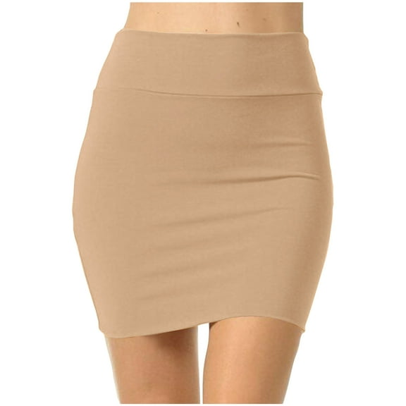 EINCcm Basic Simple Stretchy Tube Pencil Mini Skirts for Women High Waist Solid Color Elastic Wrap Short Skirt