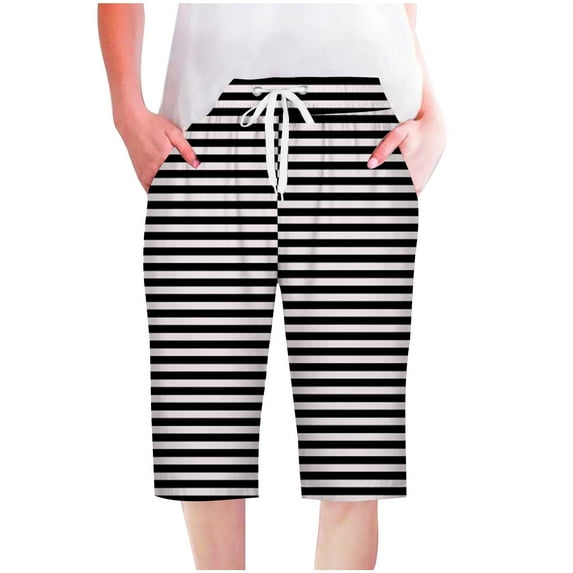 EINCcm Bermuda Shorts for Women Trendy Summer 2024 Beach Drawstring Knee Length Shorts Gradient Print Loose Fit Resort Wear Fashion Clothes