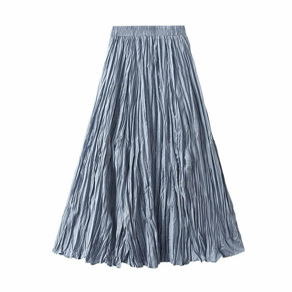 EINCcm Boho Maxi Skirt for Women A Line Skirt Pleated Long Flowy Skirt Summer Elastic Waist Wrinkle Beach Skirt