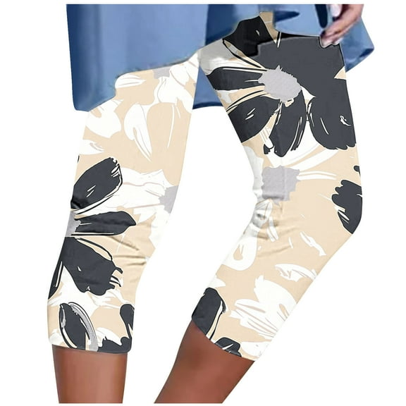 EINCcm Capri Leggings for Women High Waist Tummy Control Leggings Comfortable Stretch Capri Pants Casual Summer