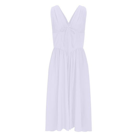 EINCcm Corset Sundress V-Neck Sexy Corset Midi Dress Wide Straps Elegant Slit Lace Up Dresses for Women