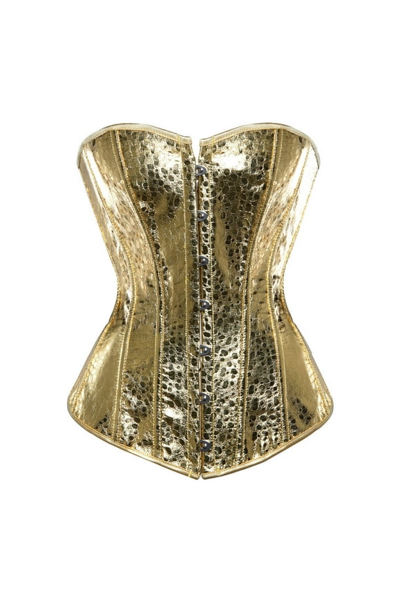 Corsets for Women Fashion Boned Metallic Luster Overbust Corset Top Sparkly Busk Bustier