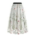 thumbnail image 1 of EINCcm Floral Embroidered Midi Skirts for Women Embroidery Skirt Elastic Waist Vintage Tulle Skirt Wedding Prom Flare A-Line Flower Skirt, 1 of 3
