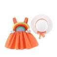 thumbnail image 1 of EINCcm Girls Summer Dress Princess Dresses for Girls Summer Pure Color Rainbow Cloud Print Dress Suspender Skirt with Hat, for Toddler Baby Girls, Orange, 0-6 Months, 1 of 7