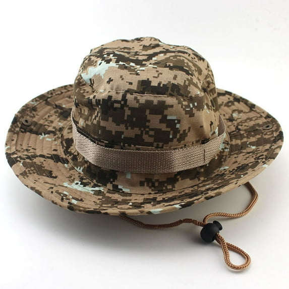 EINCcm Hats for Men Unisex Round Camouflage Cap Summer Sun Hat Bucket Hat Cowboy Hat for Outdoor Fishing Hiking Climbing Breathable Windproof UV Protection, Khaki