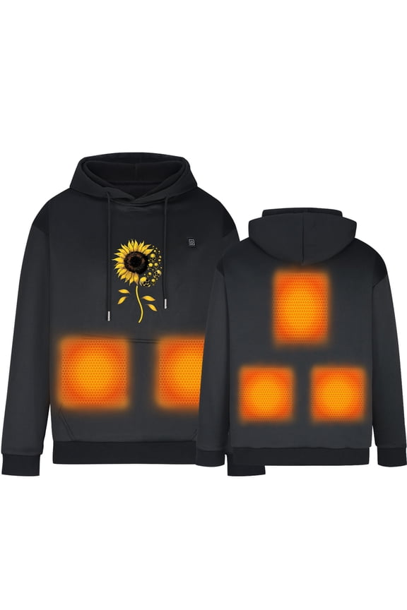 Heated Hoodie with USB Men and Women (Unisex) Washable Pullover Fleece Hooded Sweatshirt
