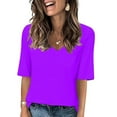 thumbnail image 1 of EINCcm Ladies Blouse V Neck Short Sleeve Tshirt for Women Basic Casual Tee Tops, 1 of 6