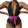 thumbnail image 1 of EINCcm Monokini Swimsuits for Women, Push Up Swimsuit, Women's Bikini Solid Set Swimsuit One-Piece Filled Bra Swimwear Beachwear, Black, S, 1 of 6