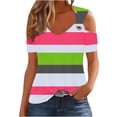 thumbnail image 1 of EINCcm Sexy Cold Shoulder Tops for Women 2024 Summer Short Sleeve Tshirts Blouses Ladies Tunic Tops, 1 of 5