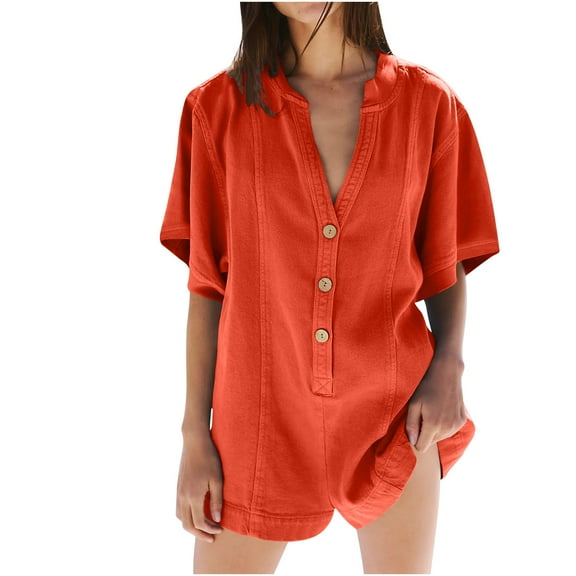 EINCcm Short Rompers T Shirt Shorts Romper Summer Womens Shorts V Neck Short Sleeve Dressy Jumpsuits Casual 2024 Trendy