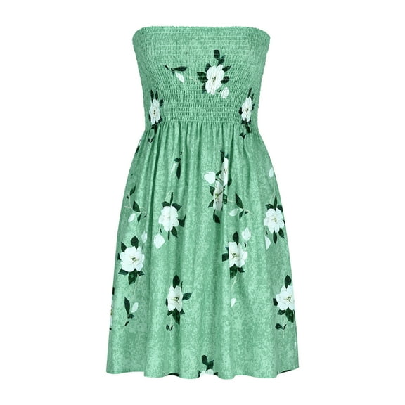 EINCcm Summer Mini Dresses for Women Beach Cover Ups Strapless Boho Floral Print Sundress Beach Short Tube Dress