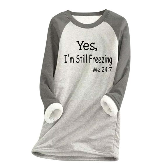 EINCcm Thermal Underwear T-shirt for Women Winter Warm Sherpa Lined Fleece Crewneck Sweatshirt Pullover Loungewear Tops Undershirt