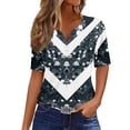 thumbnail image 1 of EINCcm Tops for Women Short Sleeve V Neck 2024 Summer Casual T Shirt Tee Fashion Button Blouses Basic Pullover Top, 1 of 5