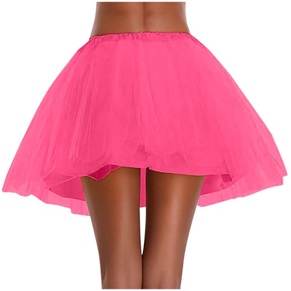 EINCcm Tutu Skirt Women's Classic Elastic 5 Layered Tulle Ballet Mini Skirt with Liner, 1950s Vintage Style Short Skirt