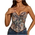 thumbnail image 1 of EINCcm Vintage Renaissance Corset Top for Women Floral Bustier Lace Up Boned Overbust Lingerie Bodyshaper, 1 of 9