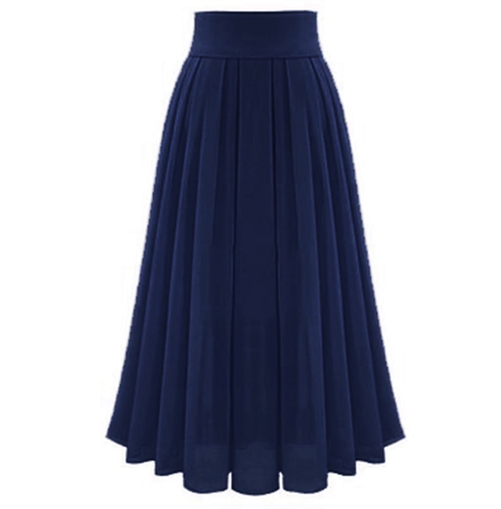 Elegant Silk Chiffon Draped Day Skirt For Women White Printed Summer Elastic Waist