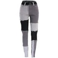 thumbnail image 1 of EINCcm Women Modern Skinny Color Patchwork Denim Jean Slimming Frayed Raw Tassel Jeans Pants, 1 of 7