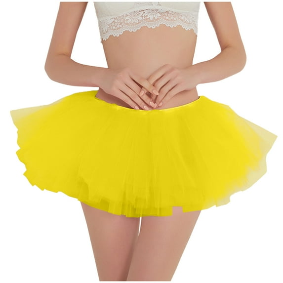 EINCcm Women Multi Layers Tutu Fluffy Dance Ballet Bubble Mini Skirt Puffy Elastic Tulle Short Skirts Halloween Christmas Costume