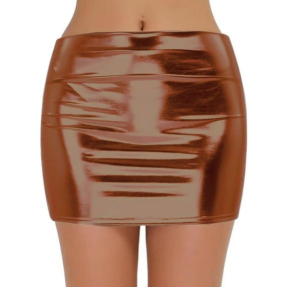 EINCcm Women Patent Leather Skinny Mini Skirts Nightclub Party Miniskirts Music Rave Dance Bodycon Short Skirt